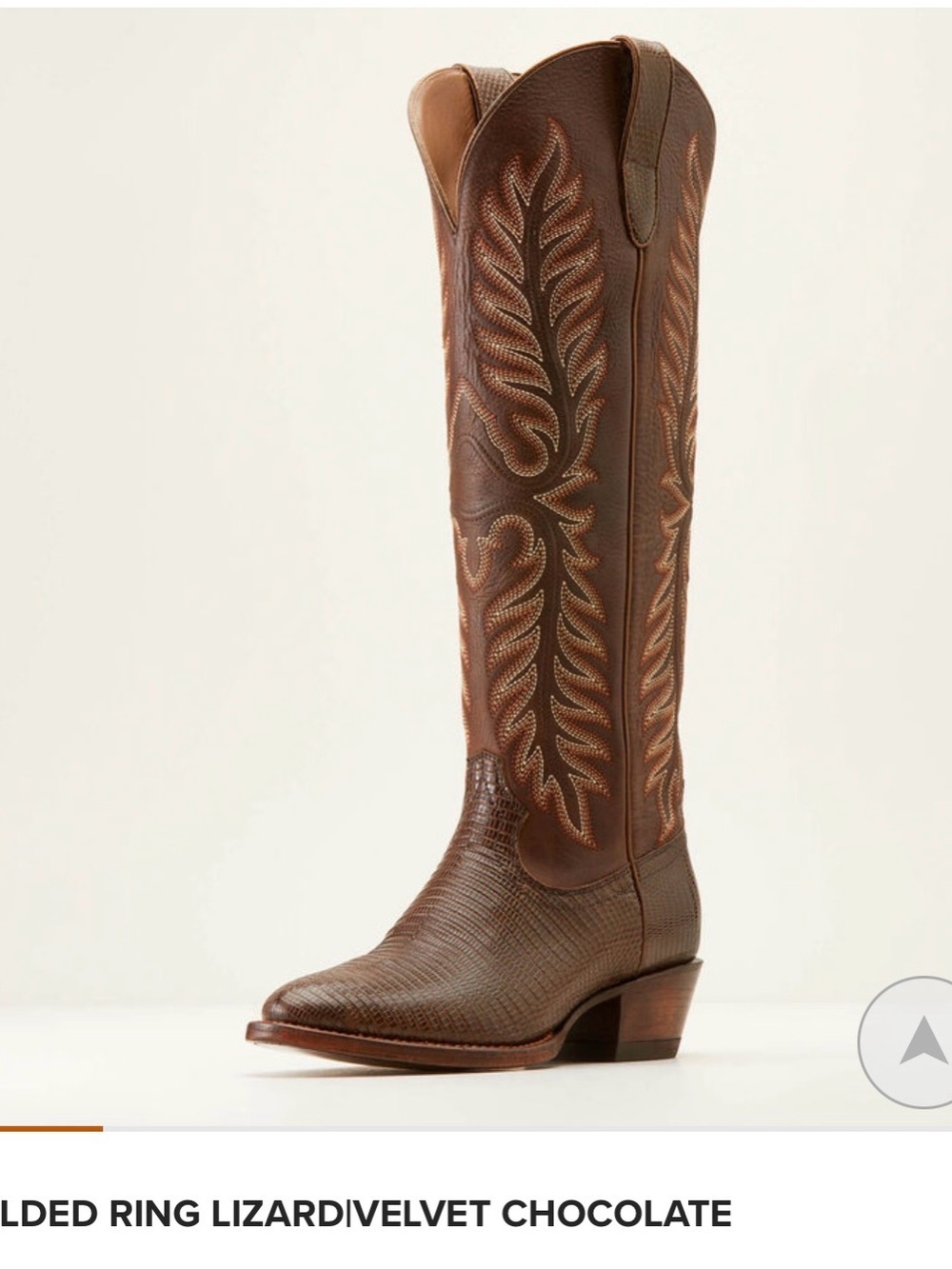 Ariat Chocolate Brown Embossed Lizard-Texture Knee-High Western Boot